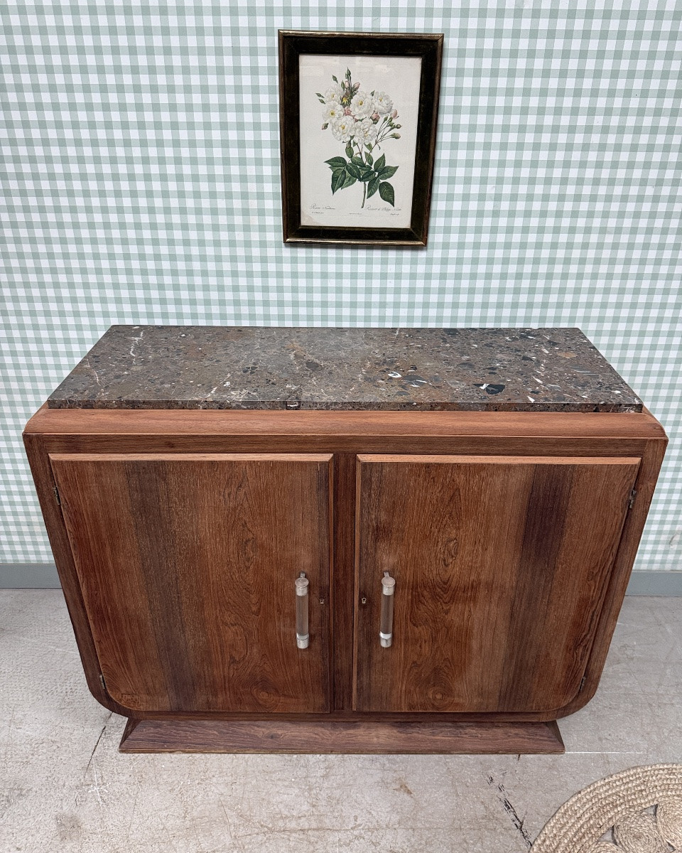 Large Art Deco Sideboard In Rosewood And Marble (renovated)-photo-5