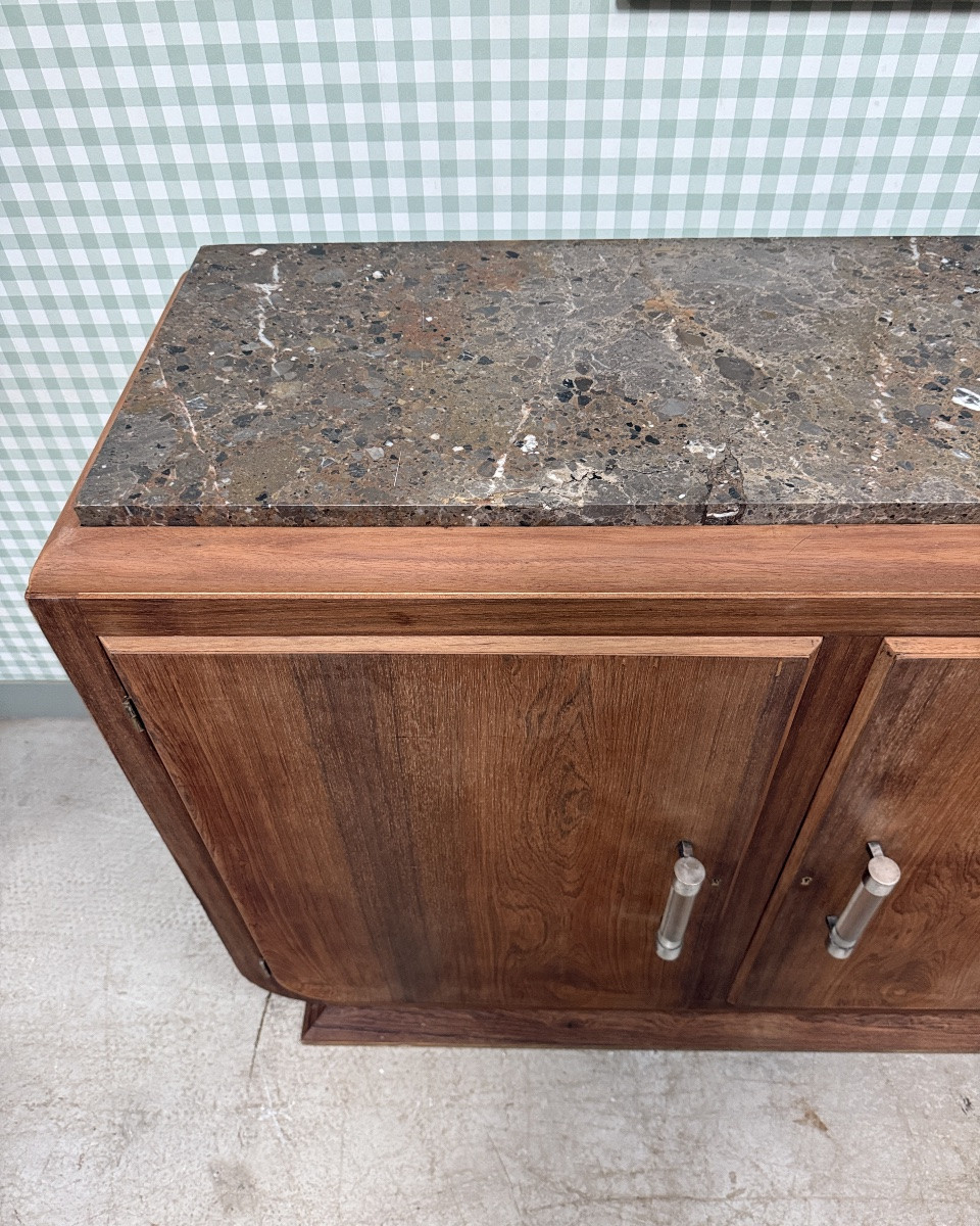 Large Art Deco Sideboard In Rosewood And Marble (renovated)-photo-6