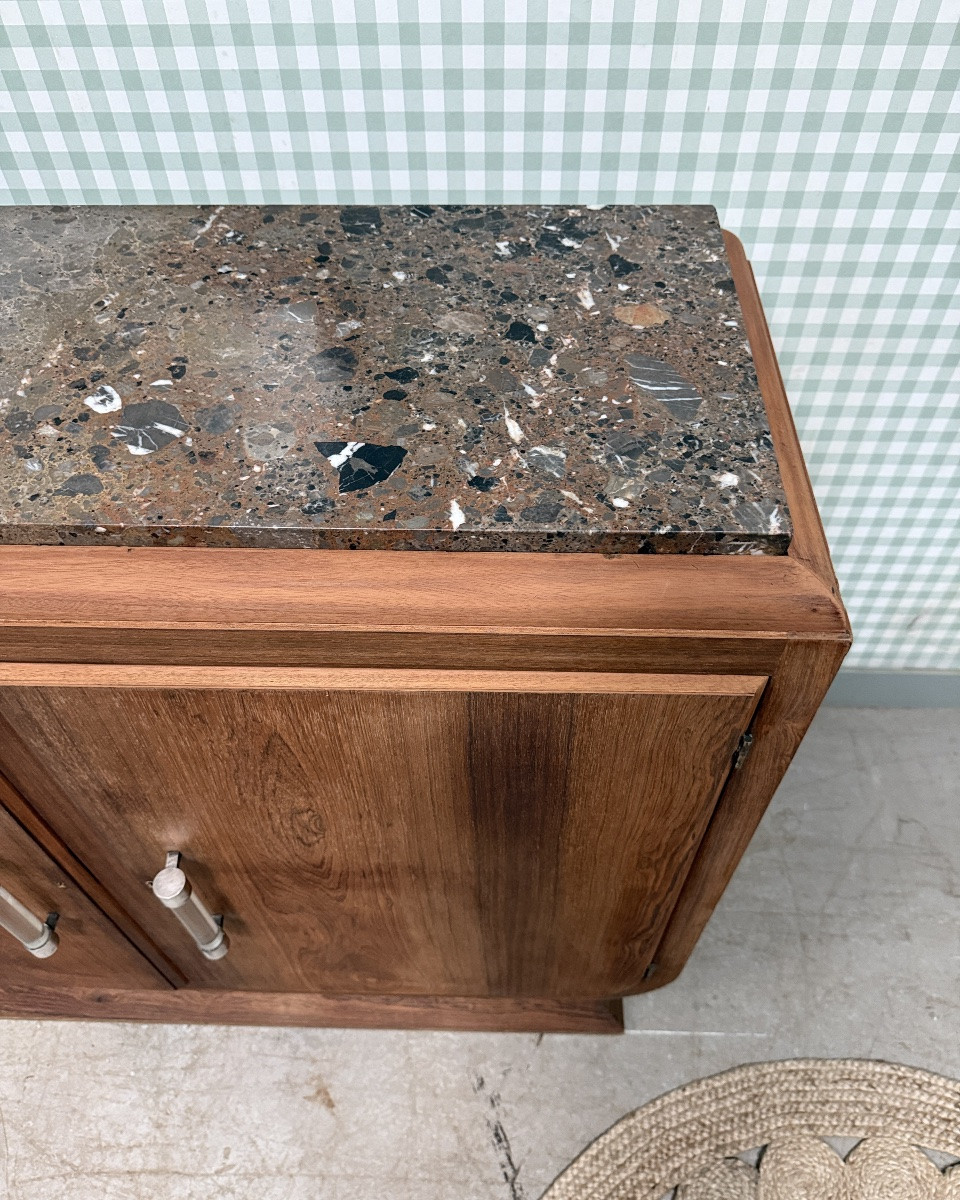 Large Art Deco Sideboard In Rosewood And Marble (renovated)-photo-7