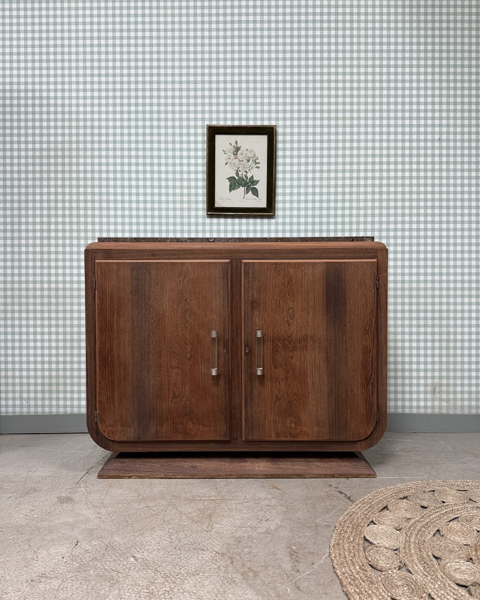 Large Art Deco Sideboard In Rosewood And Marble (renovated)