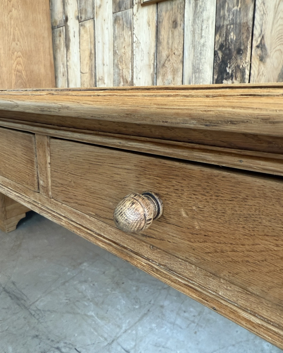 Large Desk With Turned Legs In Solid Oak (renovated)-photo-5