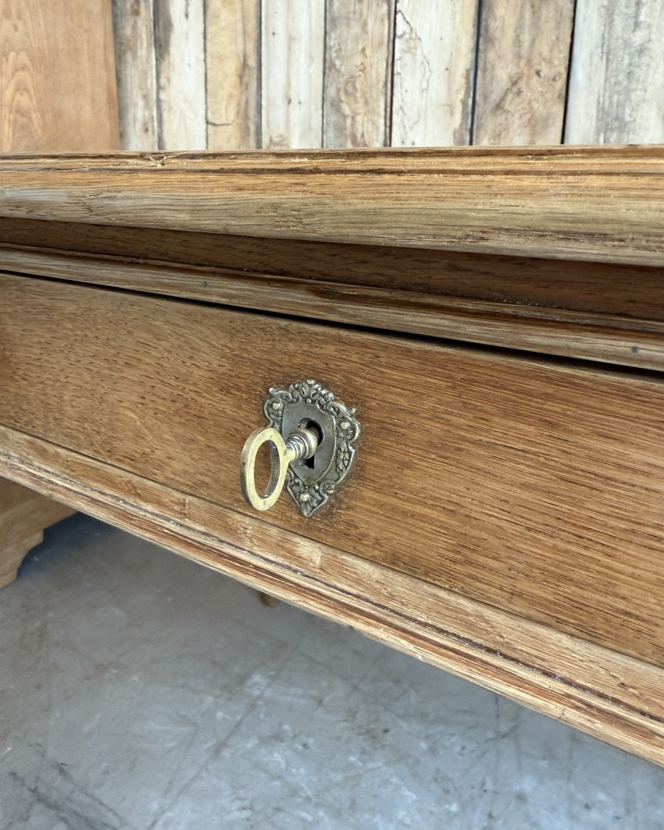 Large Desk With Turned Legs In Solid Oak (renovated)-photo-6