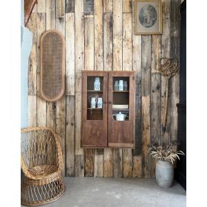 Petite vitrine ancienne en noyer (rénovée)