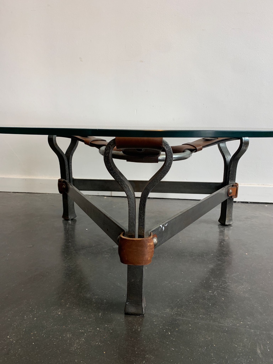 Table verre et cuir-photo-2