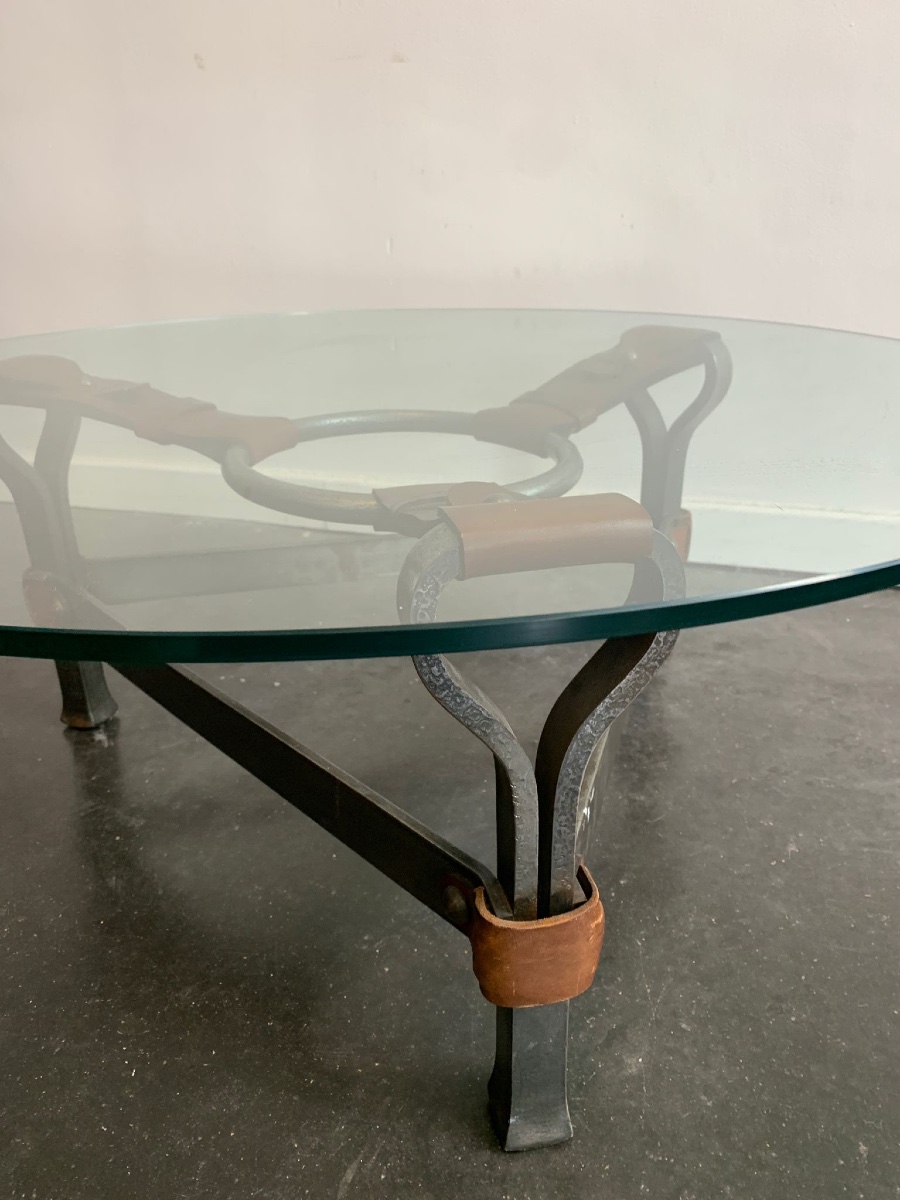 Table verre et cuir-photo-3