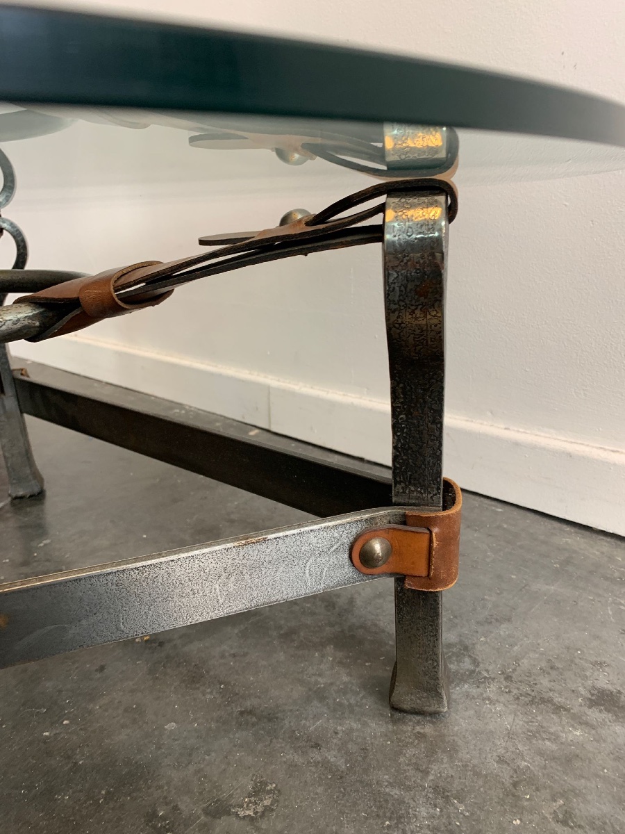 Table verre et cuir-photo-4