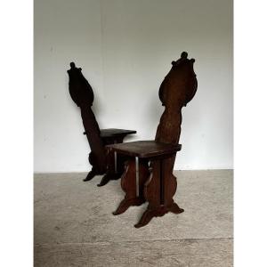 Paire de chaises brutalists en chêne