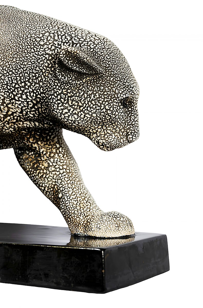 Sculpture De Panthère En Céramique Art Déco Française Par G. Beauvais Pour Edition Kaza-photo-3