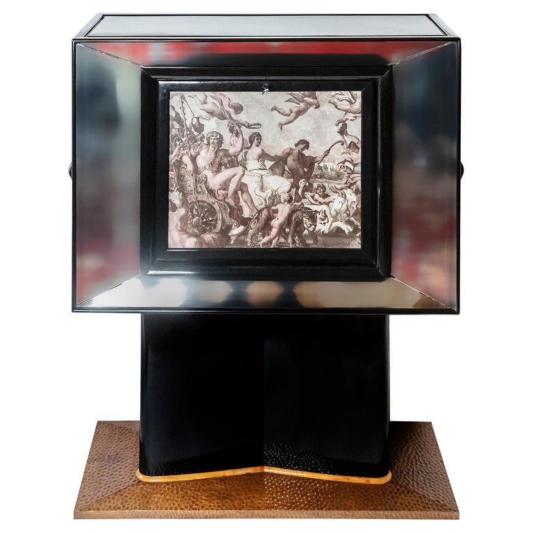Meuble Bar Miroir Art Déco Italien Par Valzania-photo-2