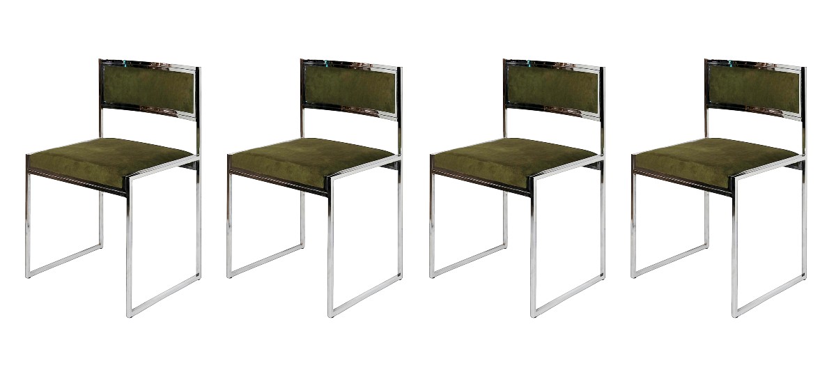 Set Of 4 Pcs. Mid-century Italian Chrome Chairs By Willy Rizzo