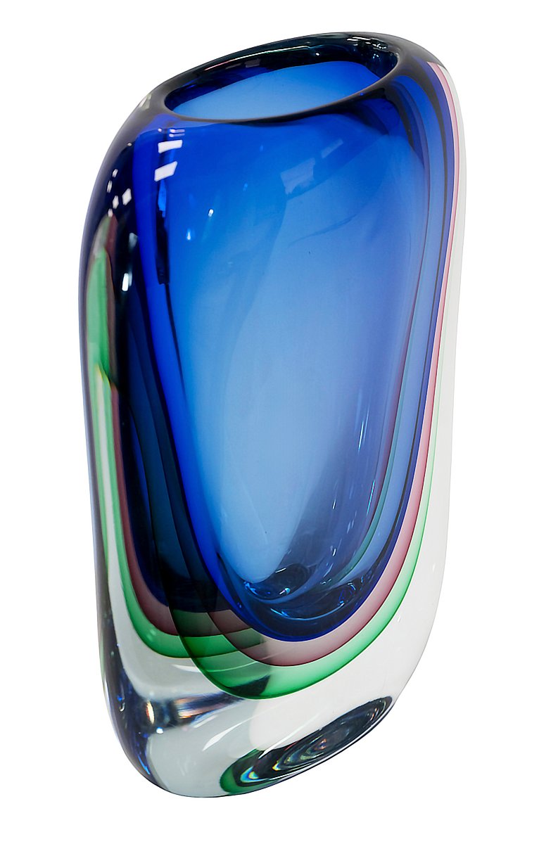 Vintage Murano Sommerso Glass Vase Handmade In Italy-photo-3