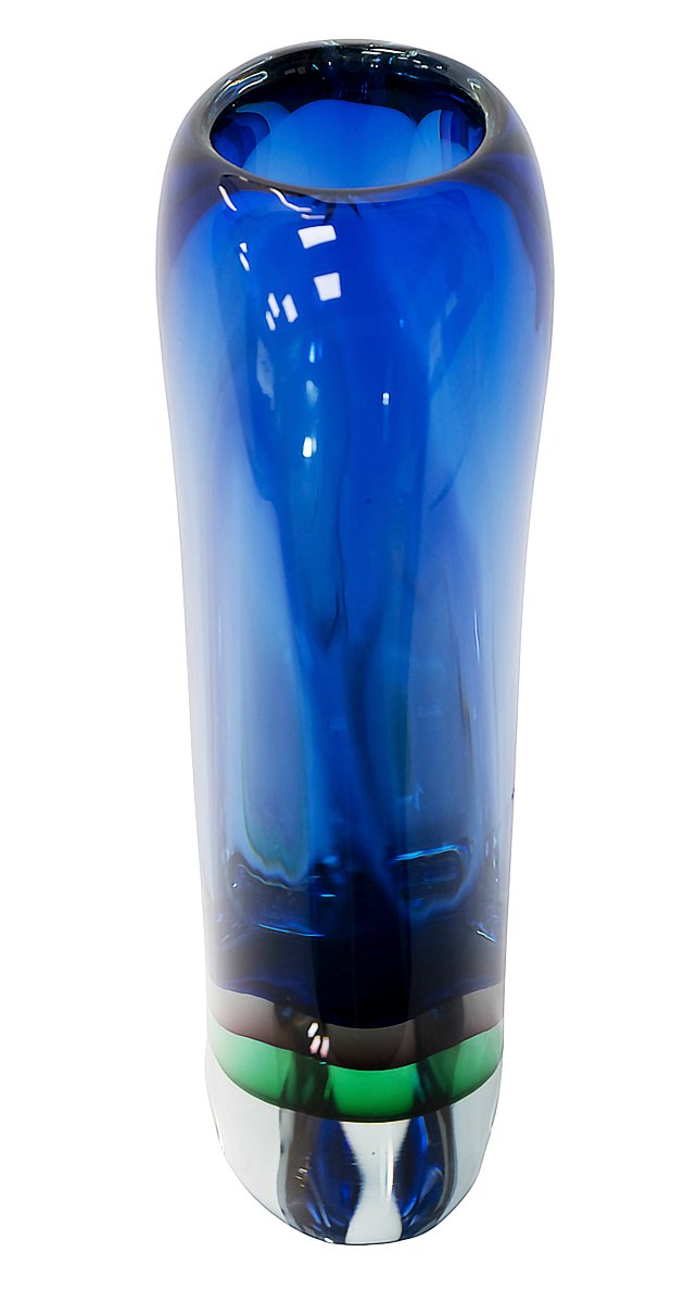 Vintage Murano Sommerso Glass Vase Handmade In Italy-photo-4