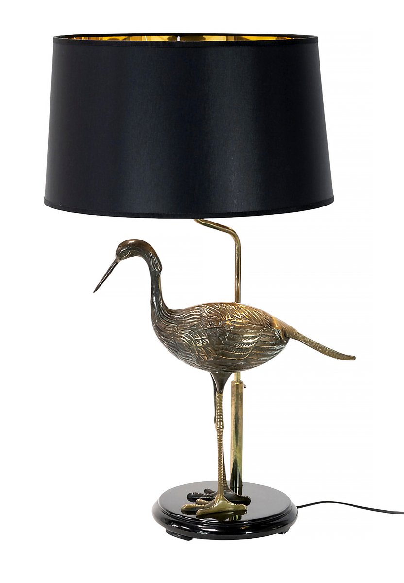 Lampe de table vintage en laiton français avec figurine d'oiseau par Maison Charles-photo-1
