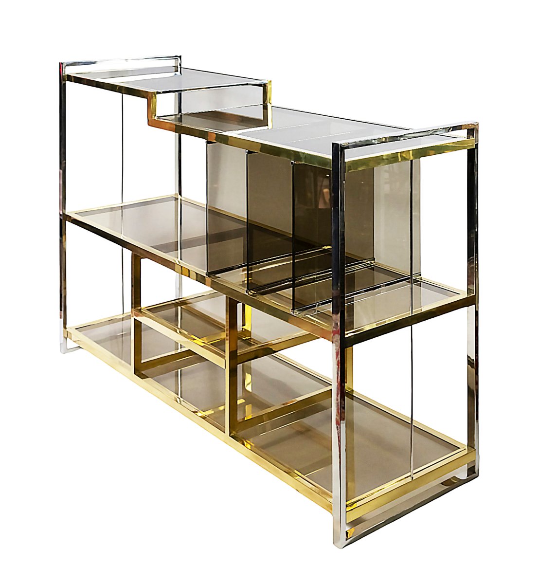 Italian Brass, Chrome And Glass Console/lectern By Serantoni&arcangeli-photo-3
