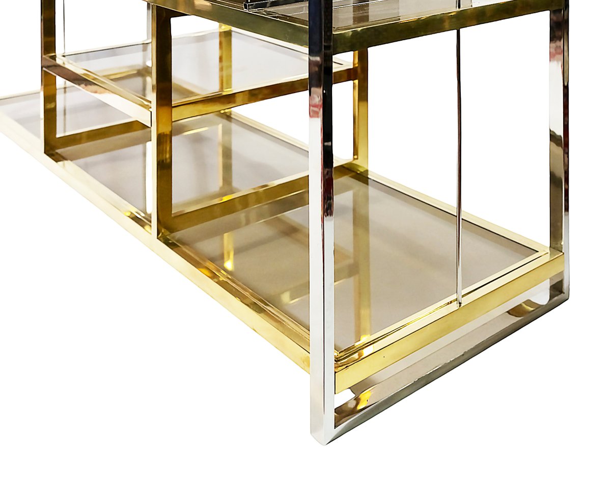 Italian Brass, Chrome And Glass Console/lectern By Serantoni&arcangeli-photo-5
