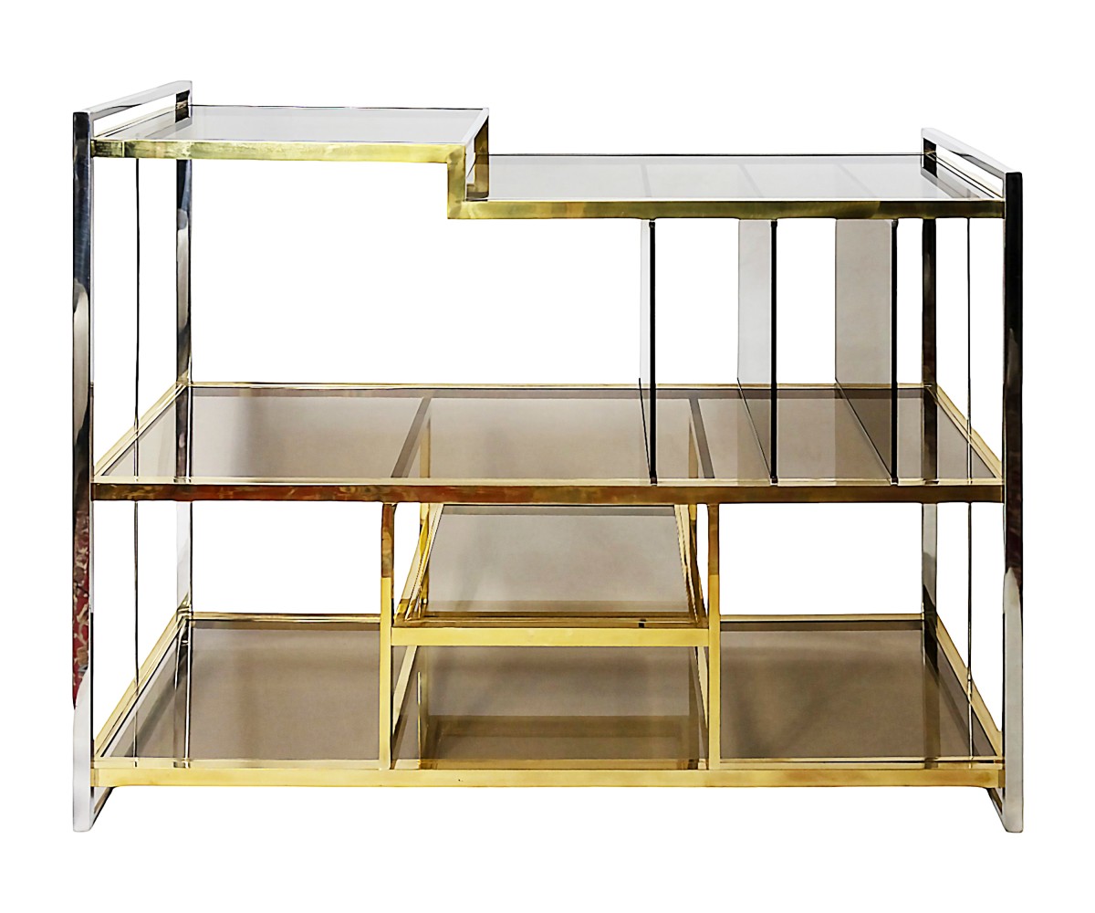 Italian Brass, Chrome And Glass Console/lectern By Serantoni&arcangeli