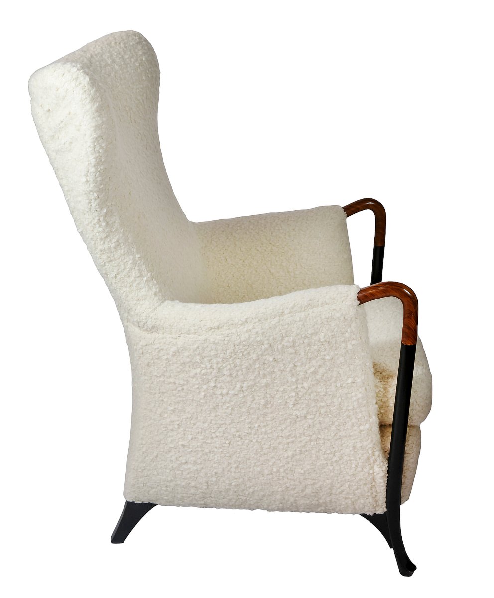 Paire de Fauteuils Giorgetti Progetti en Laine d'Alpaga Naturelle par Umberto Asnago-photo-3