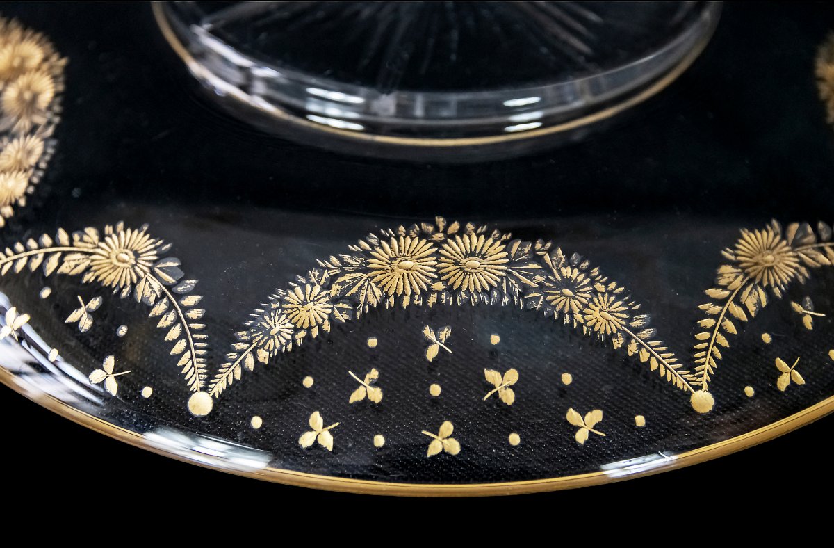 Ensemble de centre de table/coupe en cristal Baccarat/Saint-Louis avec assiette-photo-4