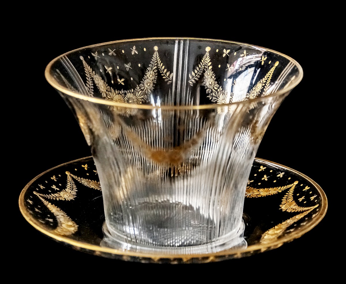 Ensemble de centre de table/coupe en cristal Baccarat/Saint-Louis avec assiette