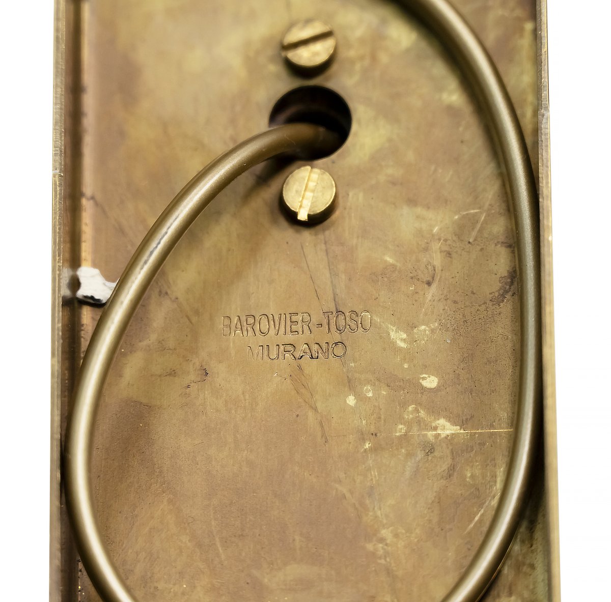 Paire d'appliques murales vintage italiennes Barovier Toso en verre de Murano en forme de feuil-photo-5