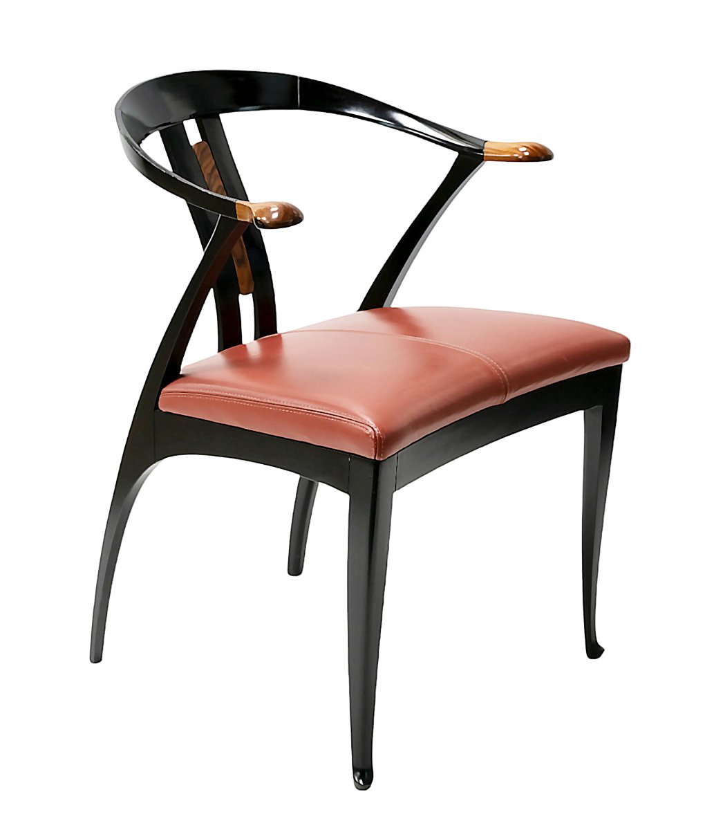 Set Of 4 Pcs. Italian Mid-century Giorgetti Dining Chairs From 1980's-photo-2