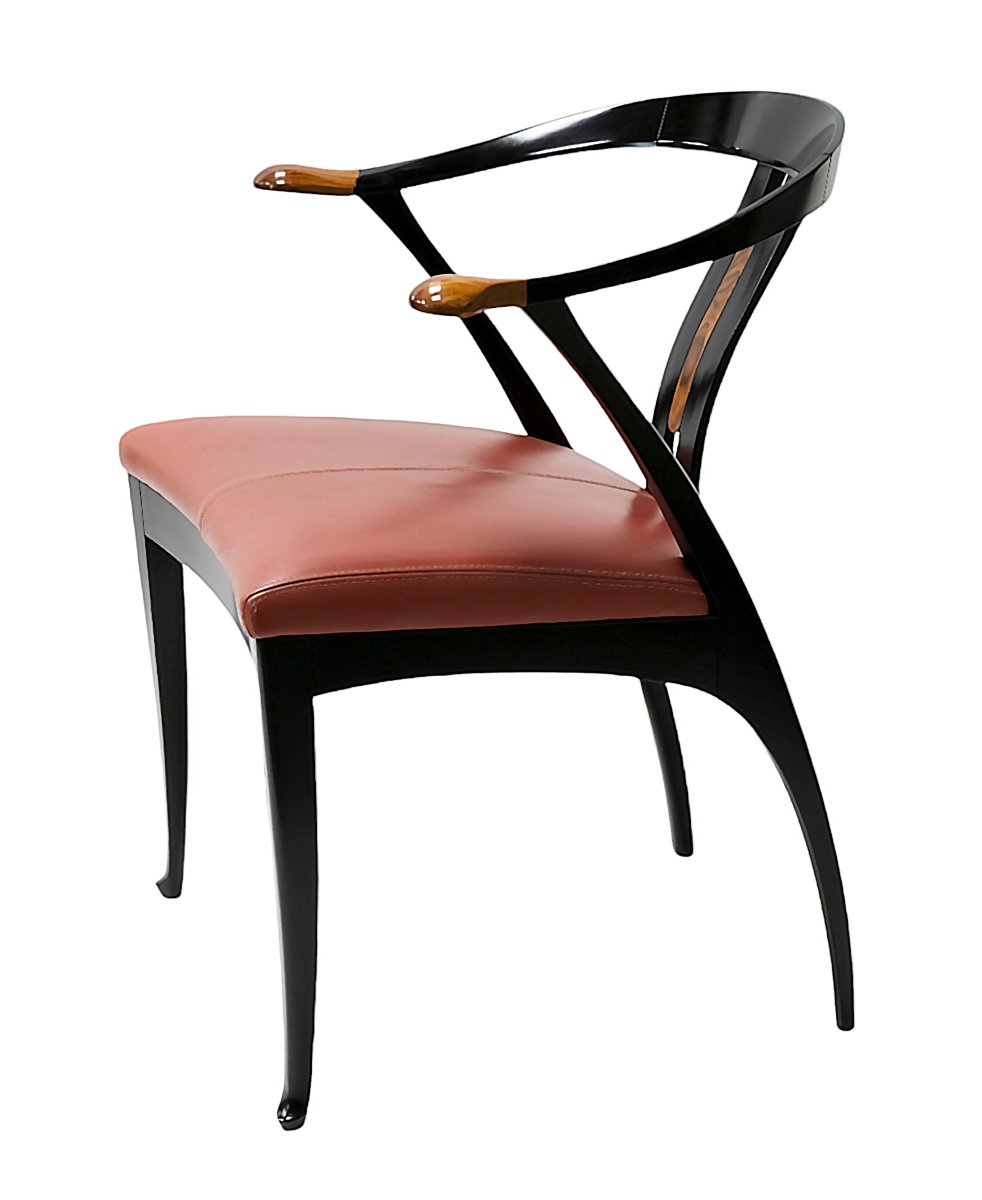 Set Of 4 Pcs. Italian Mid-century Giorgetti Dining Chairs From 1980's-photo-3