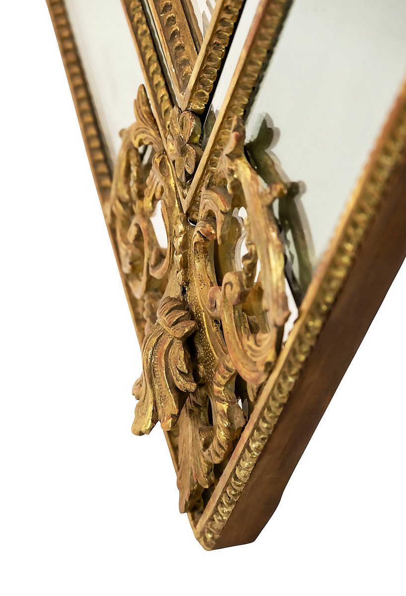 Miroir mural français en bois doré sculpté, époque Régence, XVIIIe siècle-photo-2