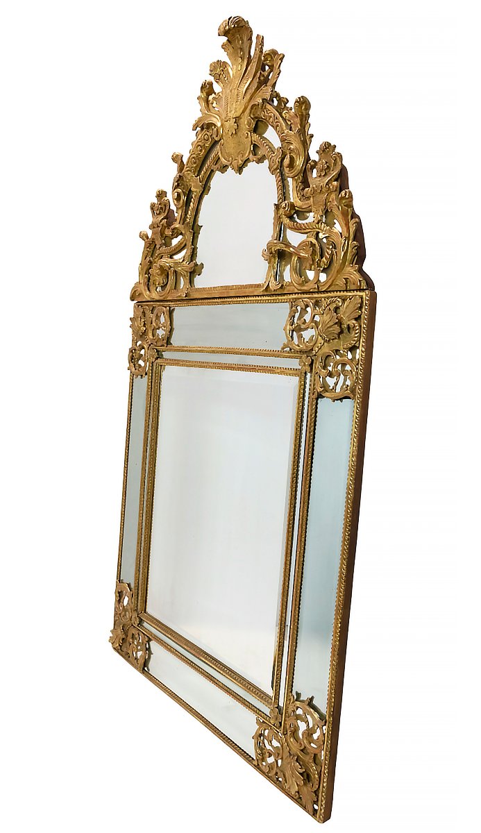 Miroir mural français en bois doré sculpté, époque Régence, XVIIIe siècle-photo-6