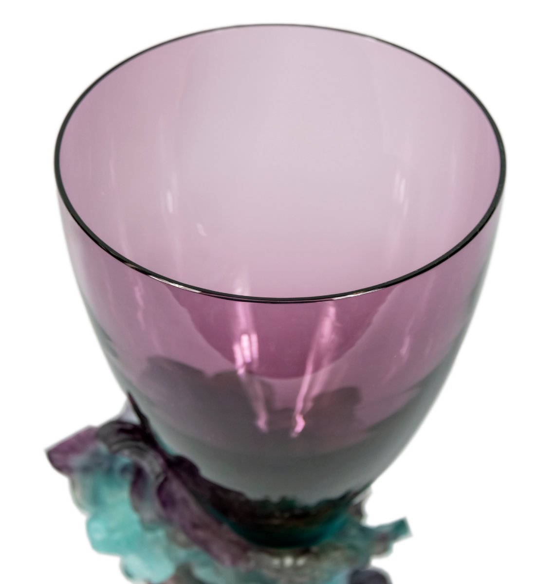 Vase-centre de table en améthyste verte Daum Bacchus, style français, pâté de verre-photo-6