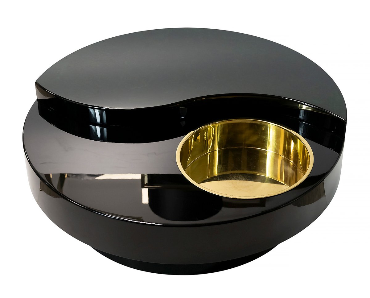 Table basse  Yin Yang italienne du milieu du XXe siècle, Willy Rizzo, vers 1970-photo-2