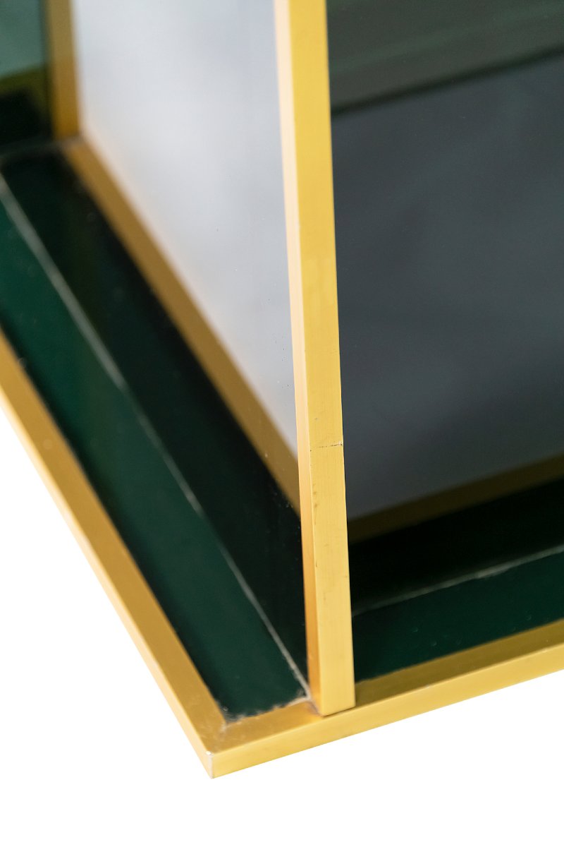 Italian Umbrella Stand In Glass And Brass, Mid-20th Century Style-photo-2