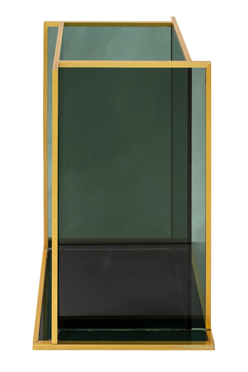 Italian Umbrella Stand In Glass And Brass, Mid-20th Century Style