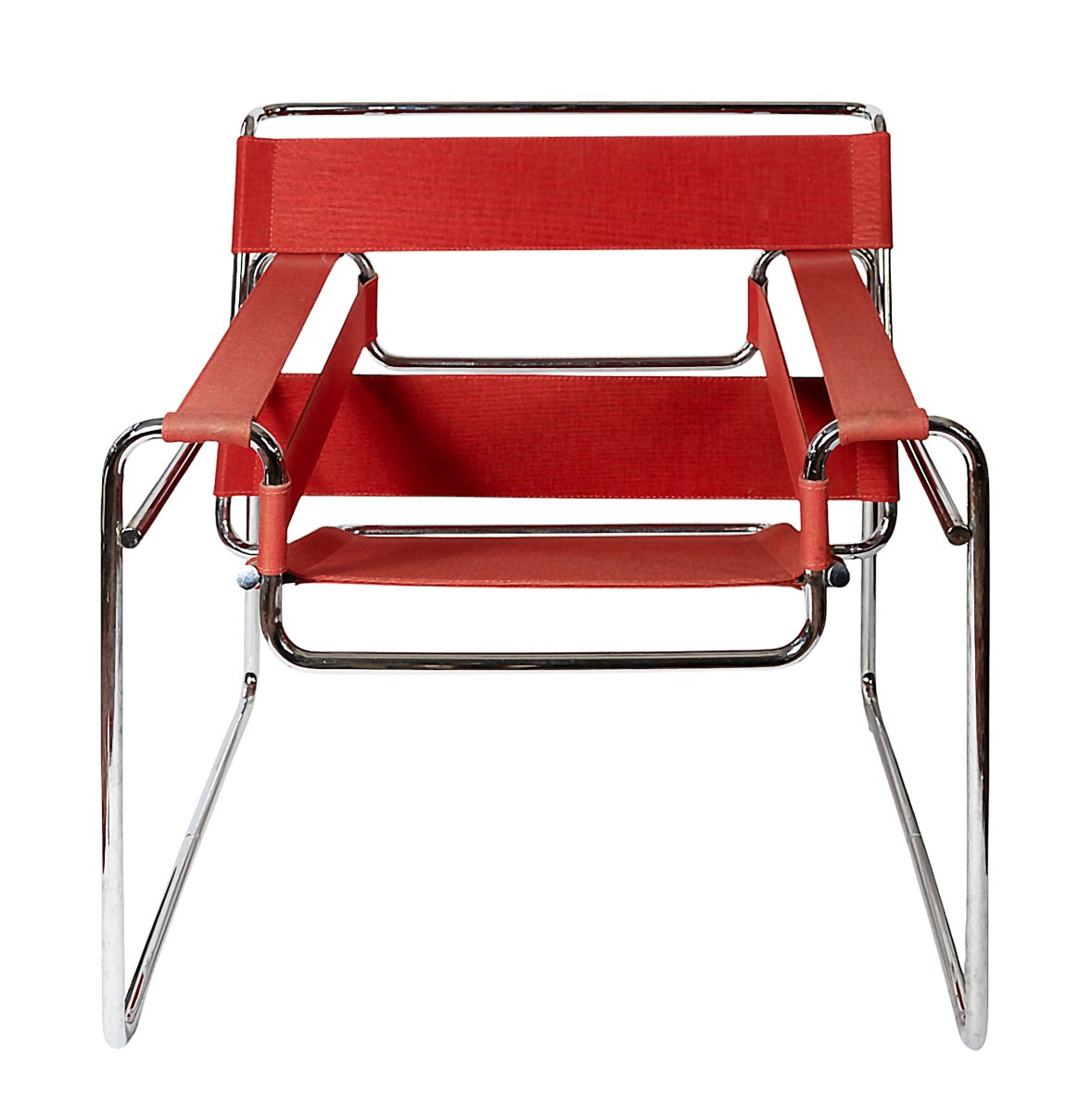 Wassily Lounge Chair In Red Canvas Marcel Breuer By Knoll-photo-3