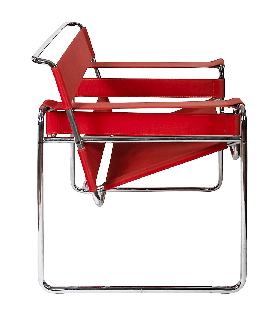 Wassily Lounge Chair In Red Canvas Marcel Breuer By Knoll-photo-1