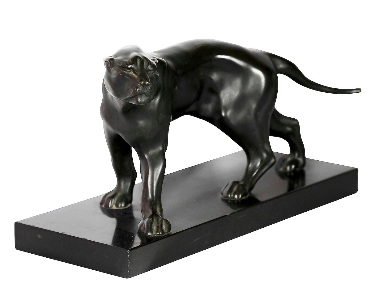 Sculpture panthère Art déco française patinée par Jacques Limousin-photo-1