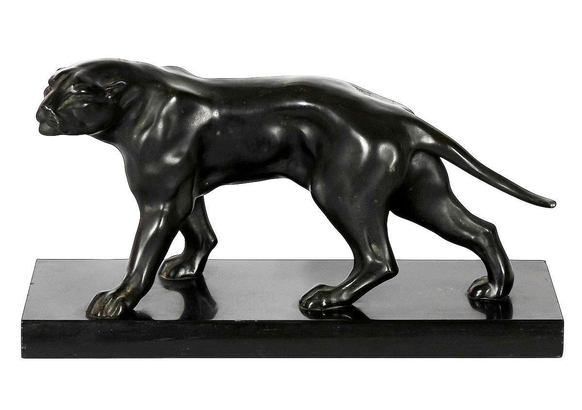 Sculpture panthère Art déco française patinée par Jacques Limousin