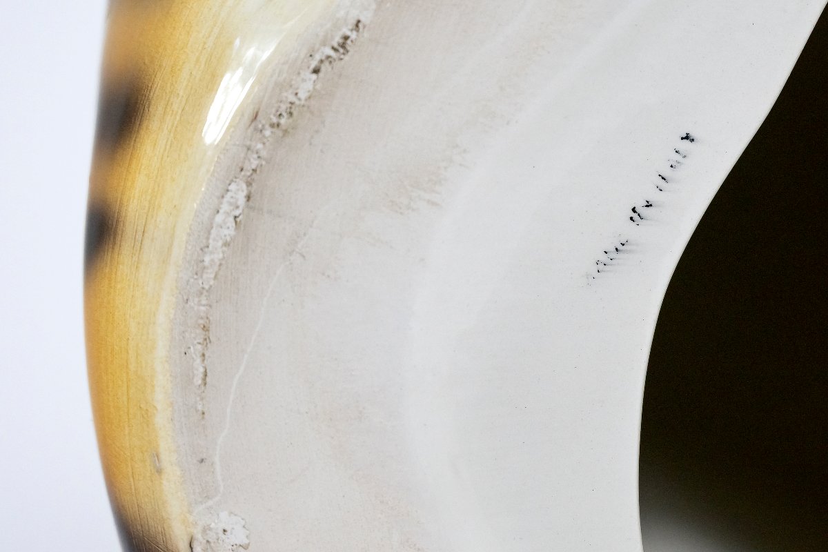 Grande sculpture de tigre vintage italienne en céramique émaillée faite à la main-photo-5