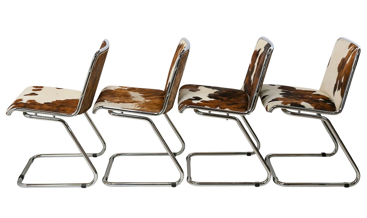 Ensemble de 4 chaises de salle à manger italiennes Claudio Salocchi, style milieu du XXe siècle-photo-3