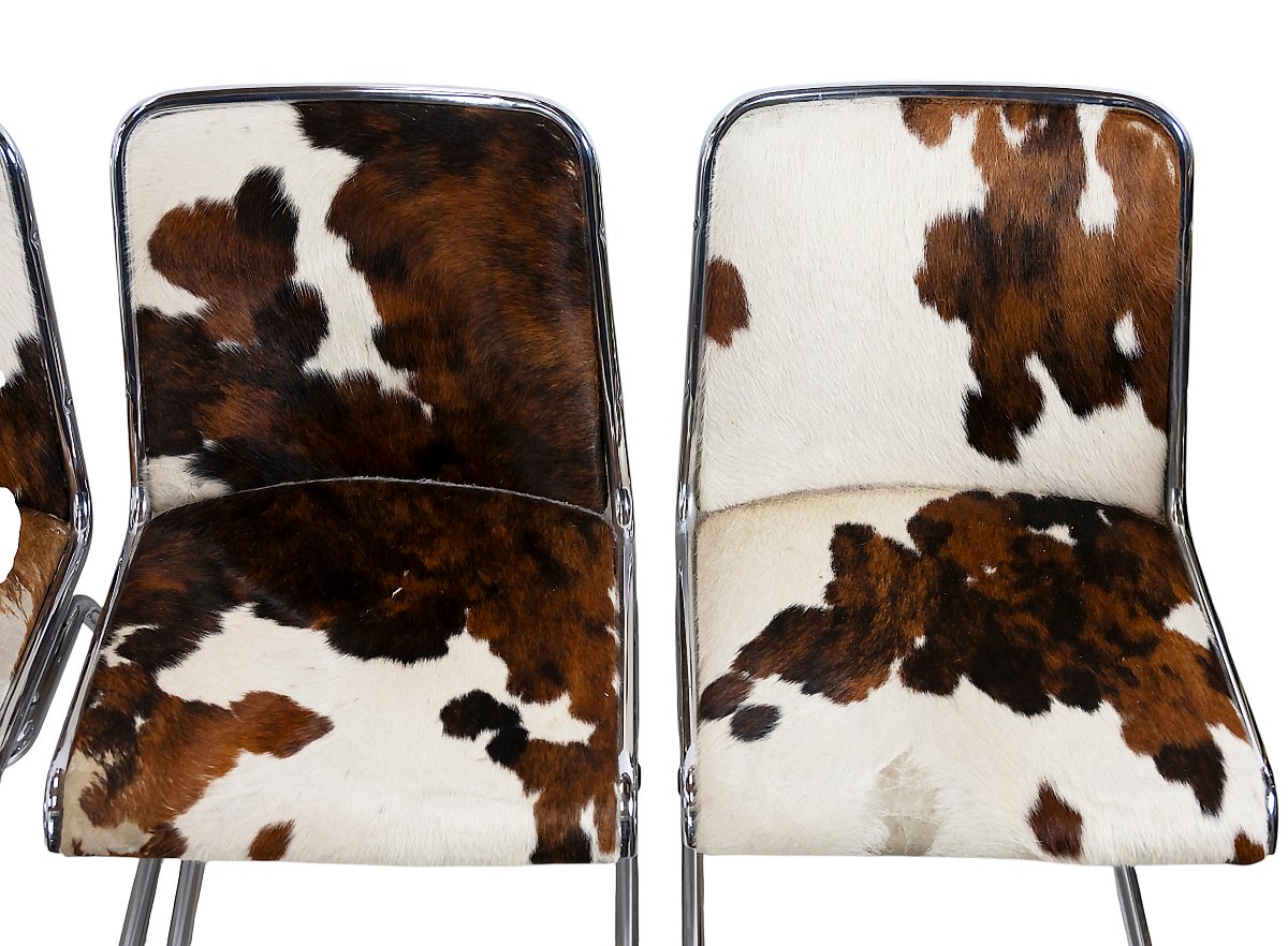 Ensemble de 4 chaises de salle à manger italiennes Claudio Salocchi, style milieu du XXe siècle-photo-5