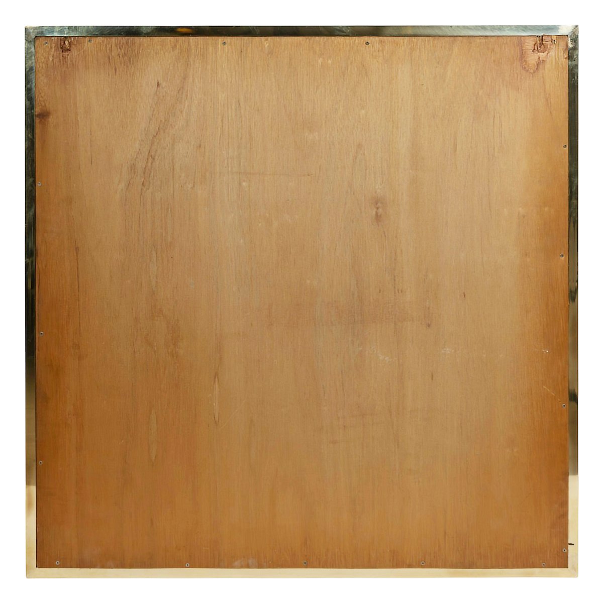Mid-twentieth Century Italian Wall Mirror, Brass Frame And Wood Veneer, 1970-photo-5