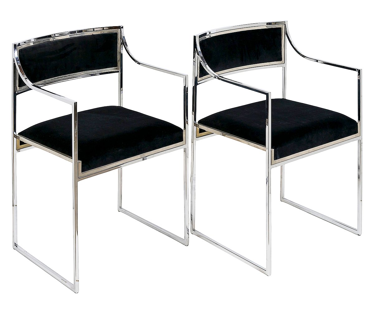 Ensemble de 6 chaises chromées italiennes de style Mid-Century,  Willy Rizzo-photo-3