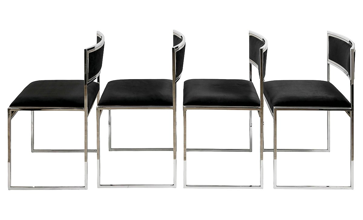 Ensemble de 4 chaises chromées italiennes de style Mid-Century,  Willy Rizzo-photo-4