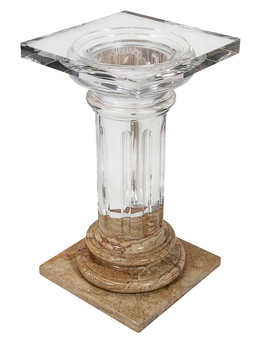 Italian Plexiglas And Travertine Plinth/column/base/stand-photo-4