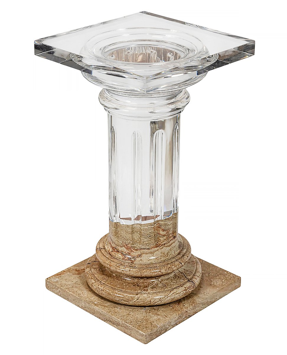 Italian Plexiglas And Travertine Plinth/column/base/stand-photo-3