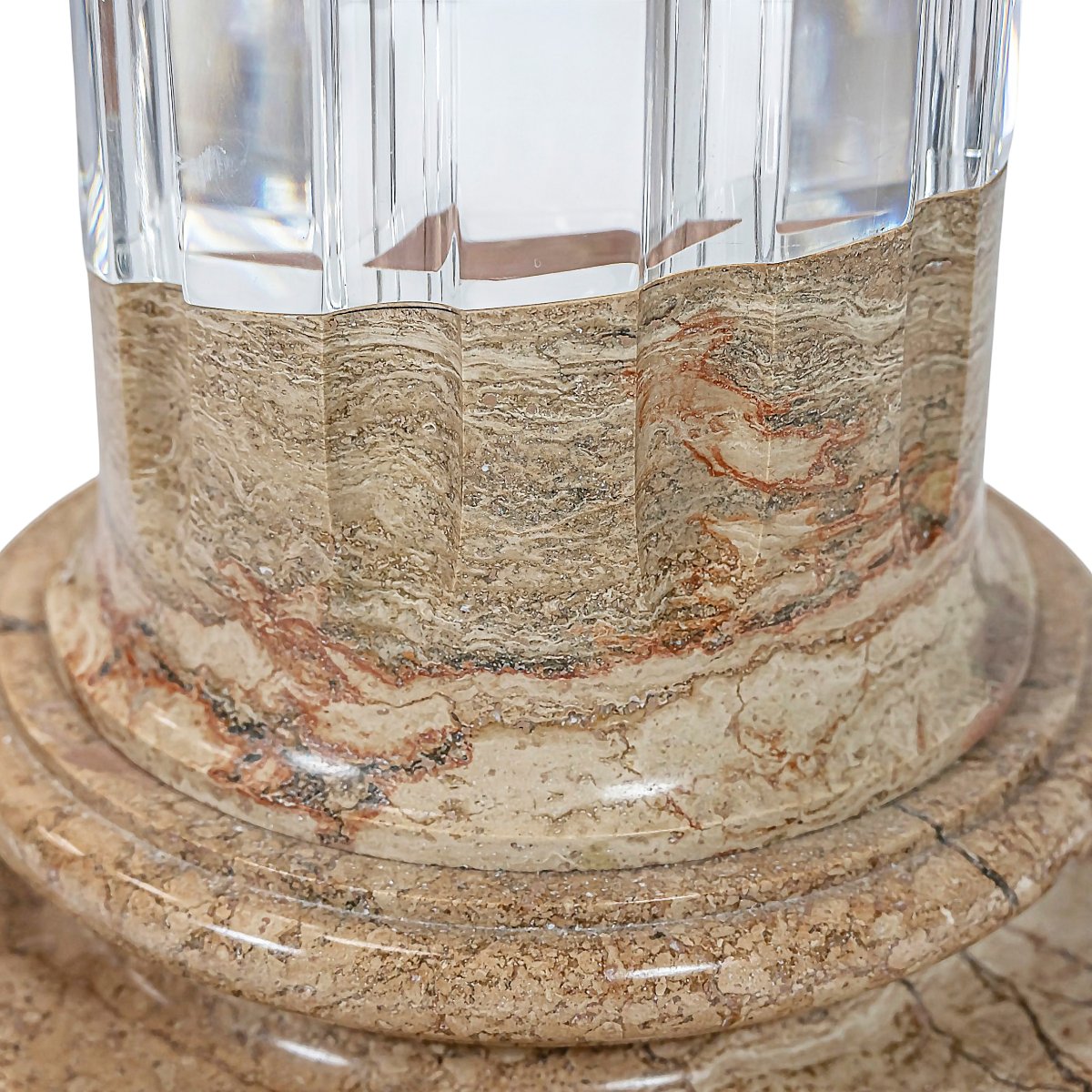 Italian Plexiglas And Travertine Plinth/column/base/stand-photo-4