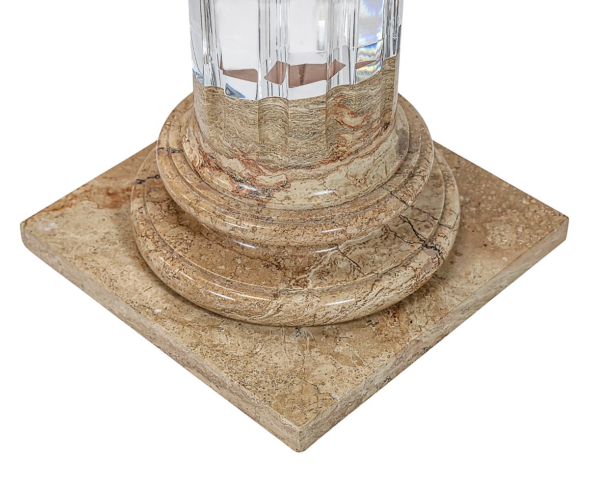 Italian Plexiglas And Travertine Plinth/column/base/stand-photo-5
