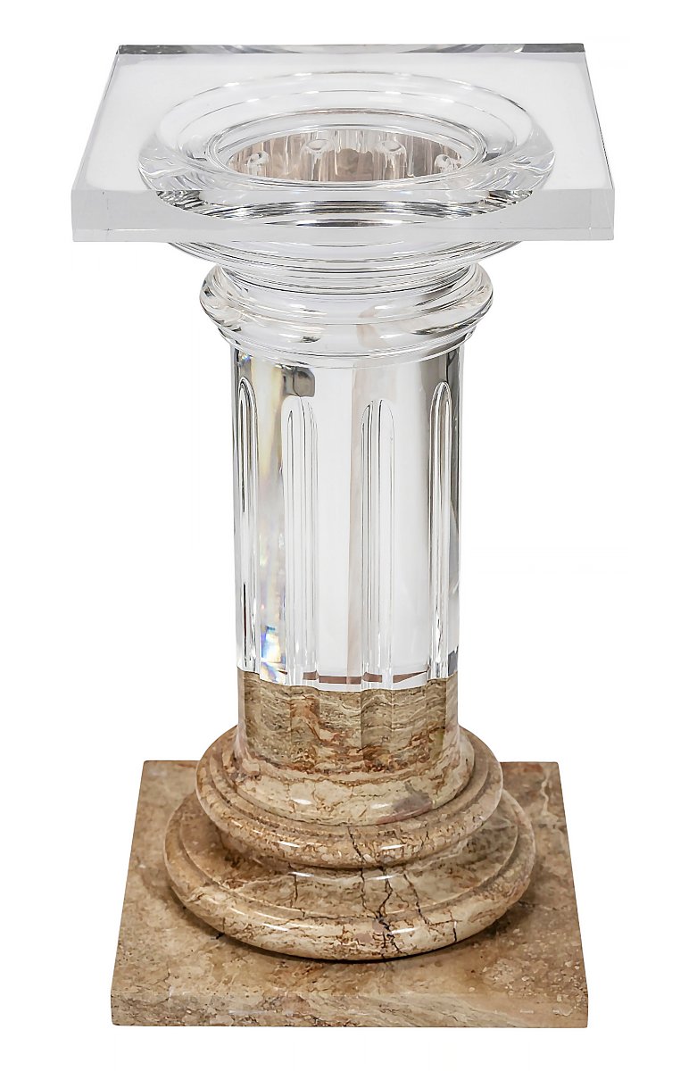 Italian Plexiglas And Travertine Plinth/column/base/stand
