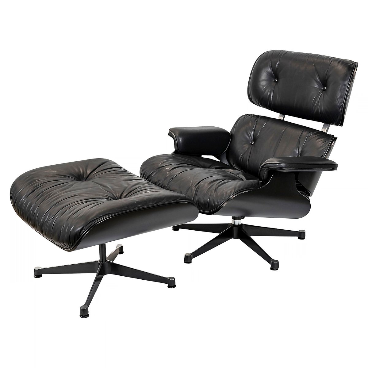 Vintage Eames Lounge Chair And Ottoman Set, Designed By Charles And Ray Eames For Vitra