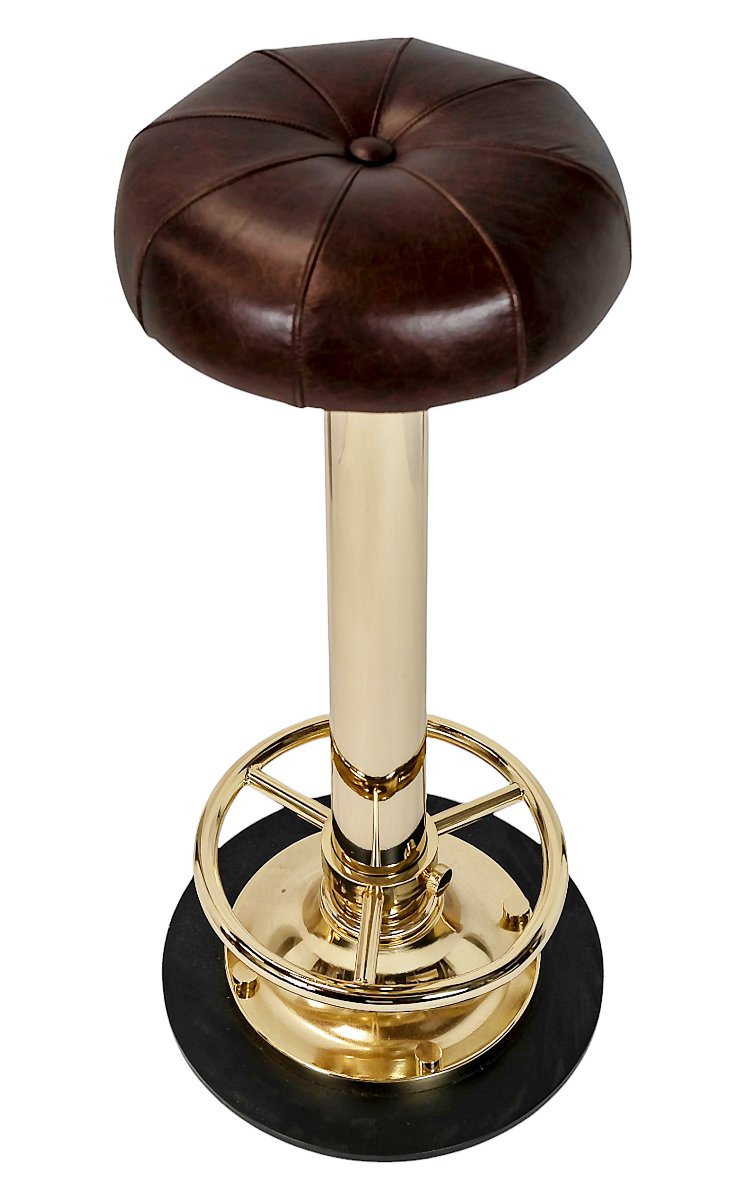 Set Of 4 Italian Brass Mid-century Style Bar Stools/chairs-photo-3