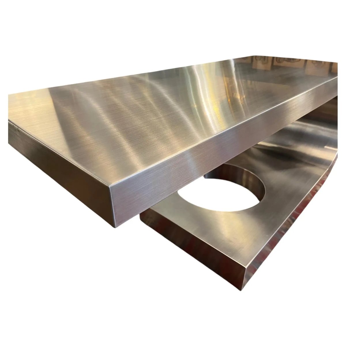 Bureau vintage italien « Diapason » de Marzio Cecchi en acier inoxydable brossé-photo-4